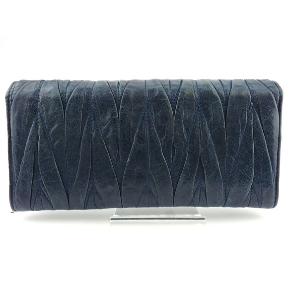 Miu Miu Matelass Navy long Blue leather Wallet - Picture 1 of 6